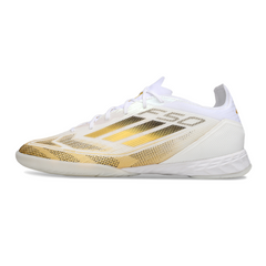 Scarpa da calcio Adidas F50 Elite bianca e oro da interno IC