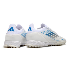 Botas de fútbol Adidas F50 Elite Turf TF blancas y azules