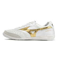 Chuteira Futsal Mizuno Morelia Sala Japan IC Branca e Dourada - VENI Futebol