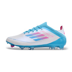 Chuteira Infantil Campo Adidas F50 Elite FG Azul,Branca e Rosa - VENI Futebol