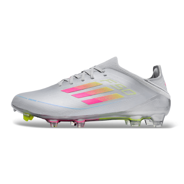 Chuteira Infantil Campo Adidas F50 Elite FG Branca, Rosa e Amarela - VENI Futebol
