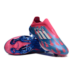 Scarpa da calcio per bambini Adidas F50+ Elite Laceless nera e rossa per terreni compatti FG