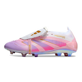 Scarpa da calcio per bambini Adidas Predator 25 Elite Tongue bianca e rosa per terreni compatti FG