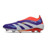 Scarpa da calcio per bambini Adidas Predator 25 Elite Laceless Blu e Rosso per terreni compatti FG