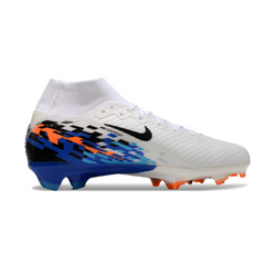 Nike Air Zoom Mercurial Superfly 10 Elite White and Blue Firm Ground FG Kids Football Boot