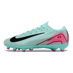 Botas de fútbol Nike Air Zoom Mercurial Vapor 16 Elite para niños, para césped artificial, color azul y rosa.