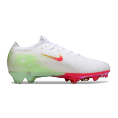 Nike Air Zoom Mercurial Vapor 16 Elite White Pink and Green Firm Ground FG Kids Football Boot