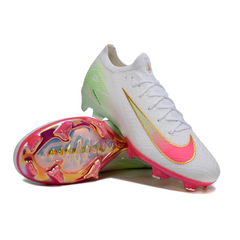 Nike Air Zoom Mercurial Vapor 16 Elite White Pink and Green Firm Ground FG Kids Football Boot