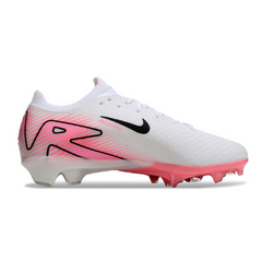 Botas de fútbol Nike Air Zoom Mercurial Vapor 16 Elite blancas y rosas para terreno firme (FG).