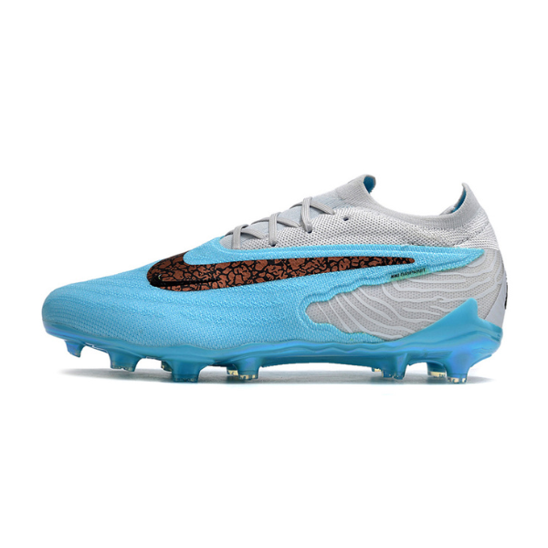 Chuteira Infantil Campo Nike Phantom GX Elite FG Branca e Azul Claro - VENI Futebol