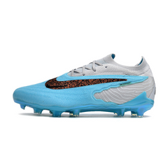 Chuteira Infantil Campo Nike Phantom GX Elite FG Branca e Azul Claro - VENI Futebol
