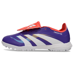 Botas de fútbol Adidas Predator 25 Elite Tongue Turf TF para niños, azul y rojo