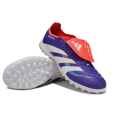 Botas de fútbol Adidas Predator 25 Elite Tongue Turf TF para niños, azul y rojo