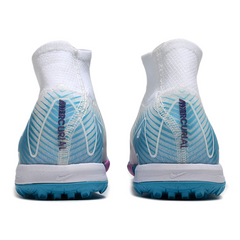 Botas de fútbol Nike Zoom Mercurial Superfly 10 Elite para niños, color blanco y azul claro, modelo Turf TF