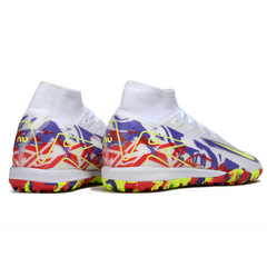 Botas de fútbol Nike Zoom Mercurial Superfly 10 Elite para niños, color blanco y morado, modelo Turf TF