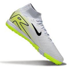 Nike Zoom Mercurial Superfly 10 Elite Kids White and Fluorescent Green Turf TF Football Boot