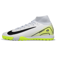 Nike Zoom Mercurial Superfly 10 Elite Kids White and Fluorescent Green Turf TF Football Boot