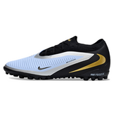 Botas de fútbol Nike Phantom 6 Pro Kids Turf TF, negras y azul claro