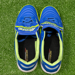 Chuteira Society Mizuno Morelia Sala Classic TF Azul e Verde Tamanho 39