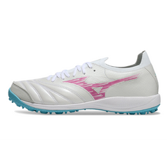Bota de fútbol Mizuno Neo Sala Turf TF blanca, rosa y azul