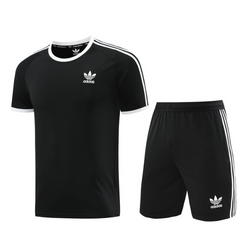 Conjunto Adidas Camiseta + Short Preto e Branco - VENI Futebol
