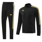 Conjunto de chaqueta y pantalón Adidas Cold Set en negro y amarillo