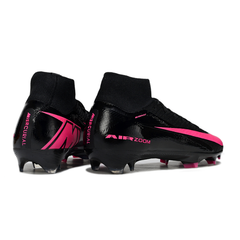 Botas de fútbol Nike Air Zoom Mercurial Superfly 10 Elite negras y rosas para terreno firme (FG).