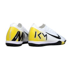 Botas de fútbol Nike Zoom Mercurial Vapor 16 Elite Mbappé Pack blancas y amarillas Turf TF
