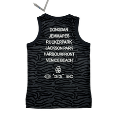 Camiseta sin mangas Jordan a rayas negras y grises