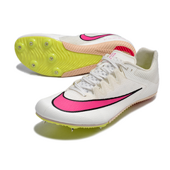 Zapatillas de running con clavos Nike Rival M10 blancas y rosas