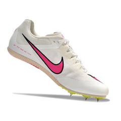Zapatillas de running con clavos Nike Rival M10 blancas y rosas