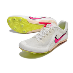Zapatillas de running con clavos Nike Rival S10 blancas y rosas