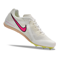 Zapatillas de running con clavos Nike Rival S10 blancas y rosas
