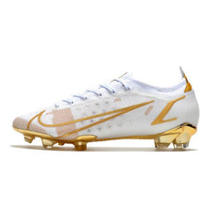 Chuteira Nike Mercurial Vapor 14 Elite FG Branca e Dourada - VN Esportes