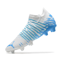 Chuteira Campo Puma Future Z 1.3 FG Branca e Azul - VN Esportes