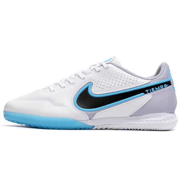 Chuteira Nike Tiempo 9 Legend IC Branca,Cinza e Azul - VN Esportes