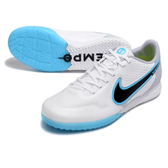 Chuteira Nike Tiempo 9 Legend IC Branca,Cinza e Azul - VN Esportes