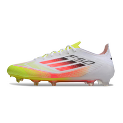 Adidas F50 Elite White Orange and Yellow Firm Ground FG Football Boot