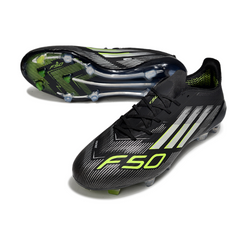 Adidas F50 Elite Black White and Green Firm Ground FG Football Boot