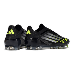 Bota de fútbol Adidas F50 Primeknit Elite negra, blanca y verde para terreno firme (FG).