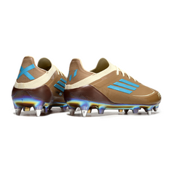 Scarpa da calcio Adidas F50 Primeknit Elite SG con tacchetti misti marrone e azzurro Messi