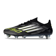 Scarpa da calcio Adidas F50 Primeknit Elite SG con tacchetti misti, nera, bianca e verde