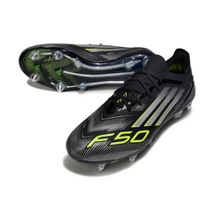Scarpa da calcio Adidas F50 Primeknit Elite SG con tacchetti misti, nera, bianca e verde