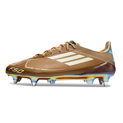 Scarpa da calcio Adidas F50 Elite Messi SG con tacchetti misti, marrone, bianco e azzurro