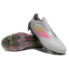 Scarpa da calcio Adidas F50 Elite Laceless Grigio Rosa e Giallo per terreni compatti FG