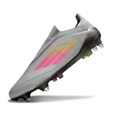 Scarpa da calcio Adidas F50 Elite SG senza lacci con tacchetti misti grigio rosa e giallo