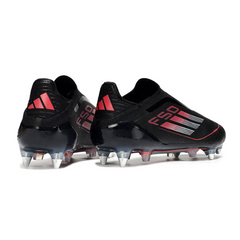 Botas de fútbol Adidas F50 Elite SG sin cordones, color negro, blanco y rojo, con tacos combinados