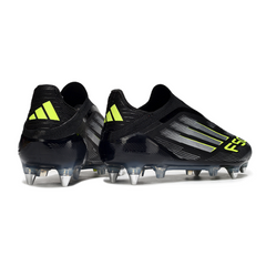 Scarpa da calcio Adidas F50 Elite SG senza lacci, con tacchetti misti, nera, bianca e verde