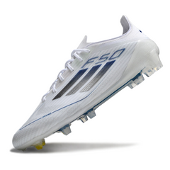 Scarpa da calcio Adidas F50 Elite FG bianca e blu per terreni compatti