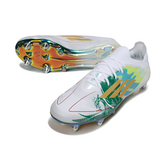 Scarpa da calcio Adidas F50 Primeknit Elite SG con tacchetti misti bianchi e verdi
